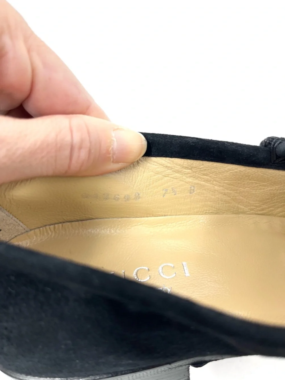 NEW Vintage Gucci 90s Y2K Horsebit Loafers Shoes Black Suede Leather Chunky 7.5 - Picture 9 of 12